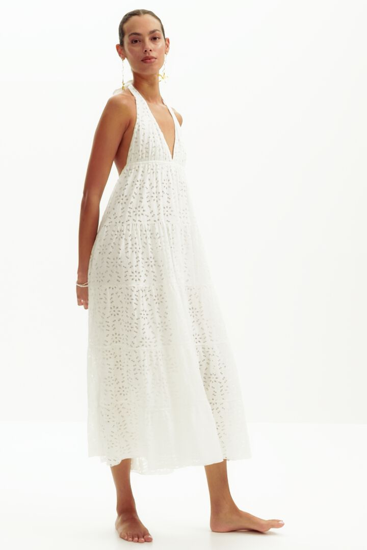 Vestido largo halter escotado | Desigual
