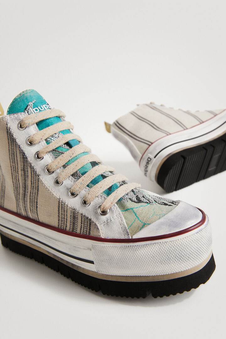 Striped high-top platform sneakers | Desigual