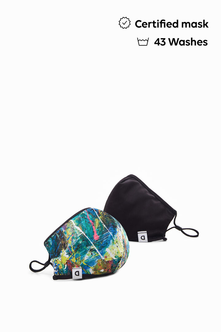 Watercolour-effect reversible mask + pouch | Desigual