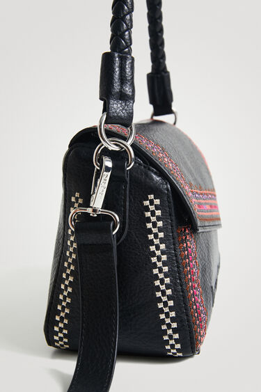 Embroidered black sling bag | Desigual