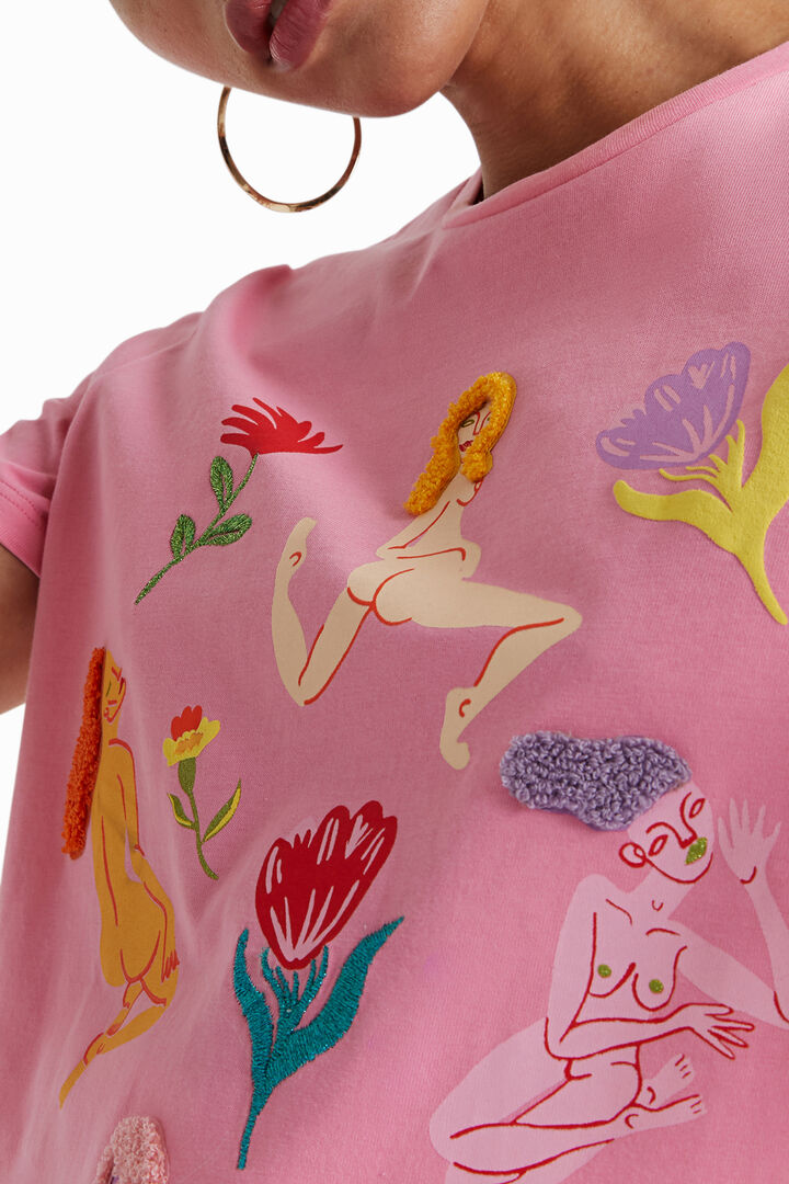 T-shirt organique à broderies de Miranda Makaroff | Desigual