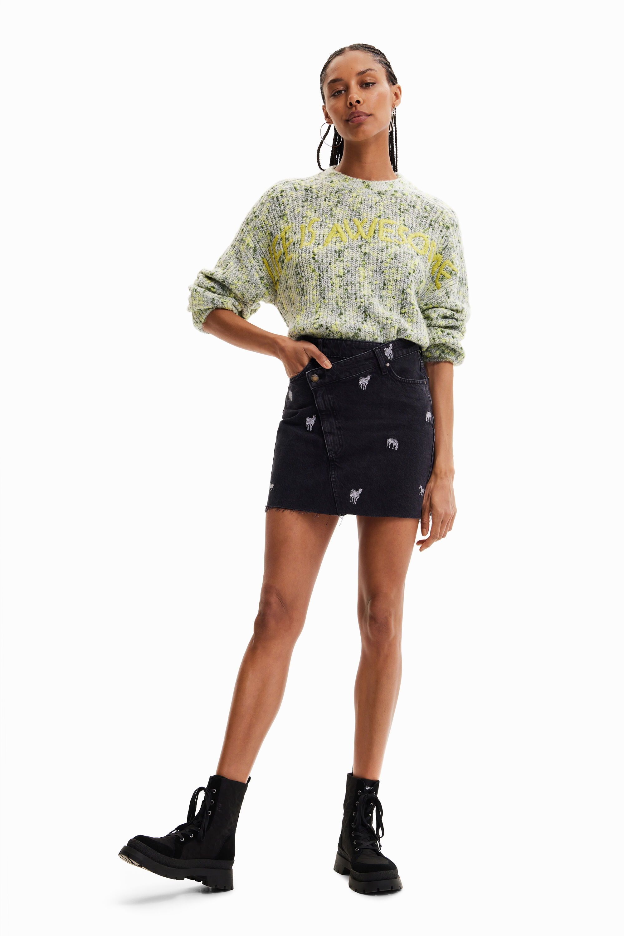 Zebra clearance denim skirt