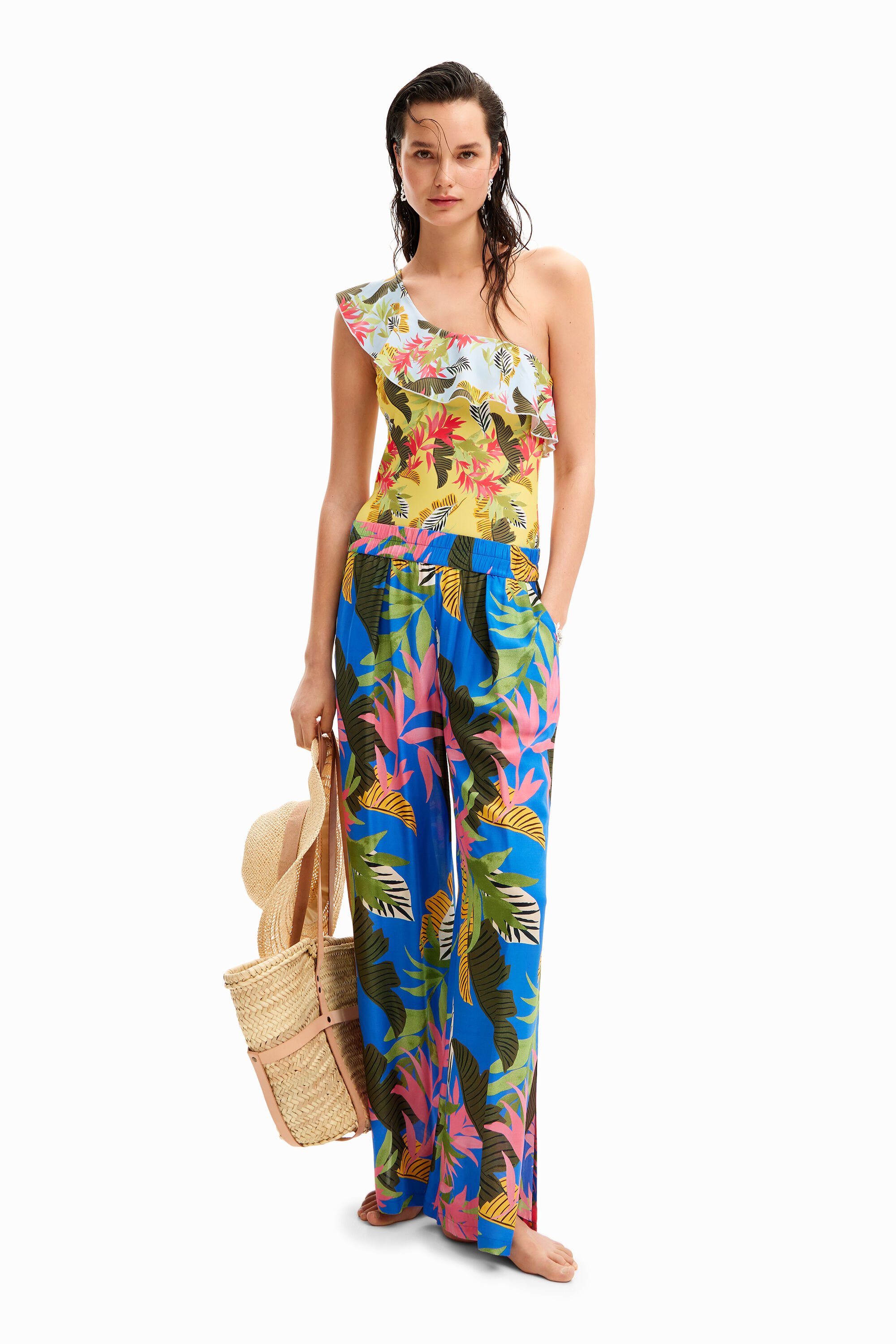 Tropical wide-leg trousers - BLUE - XXL