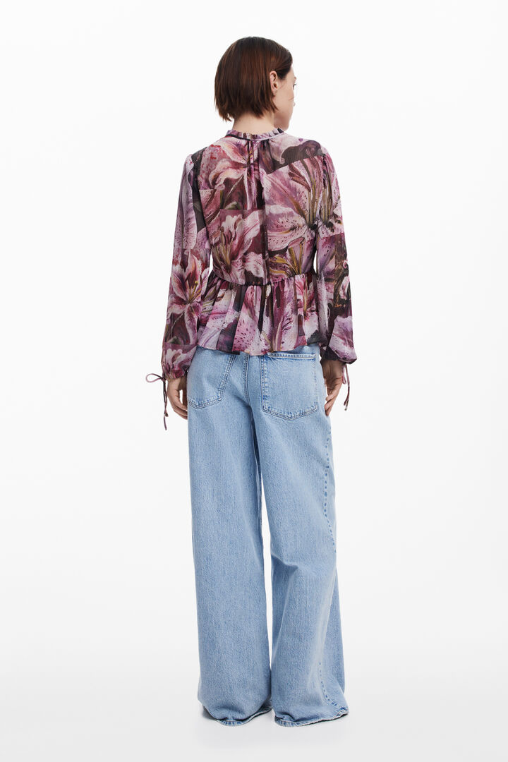 Fließende Bluse mit Lilienmuster | Desigual