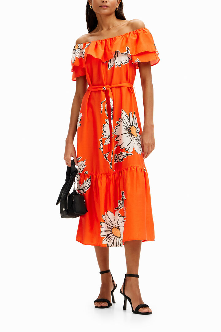Robe midi volants marguerites | Desigual