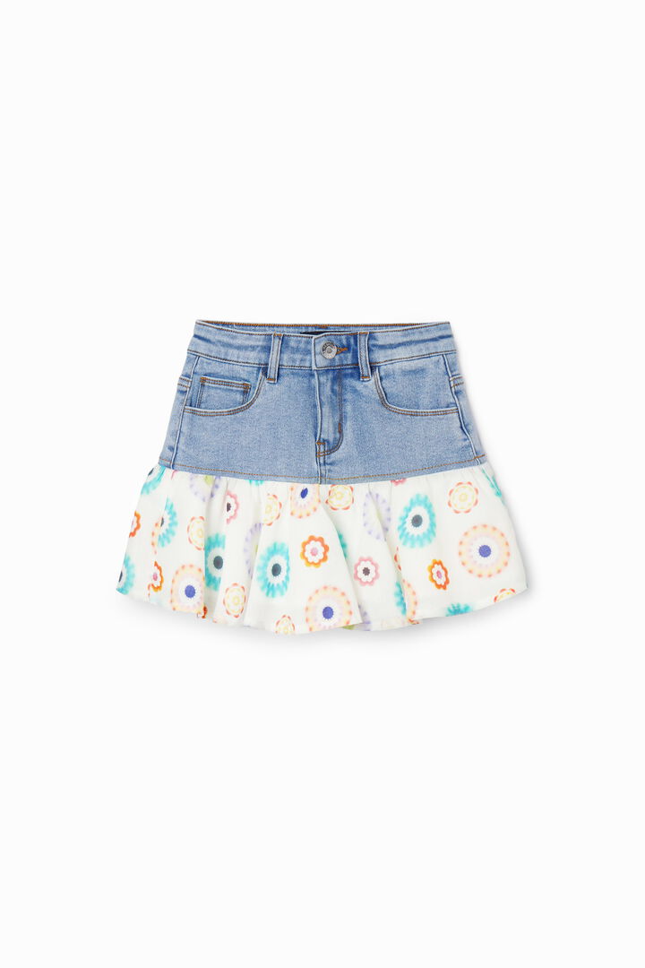 Geometric ruffle denim mini skirt | Desigual