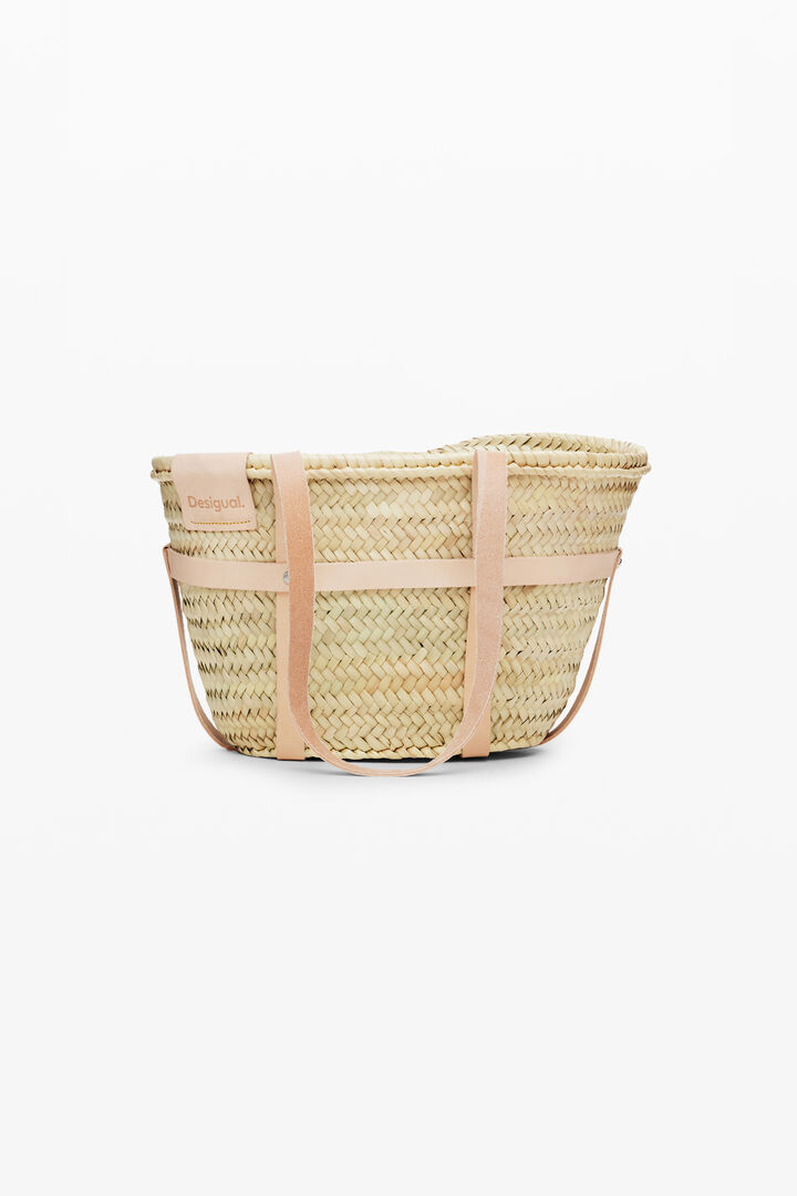 Cesta de mimbre S piel