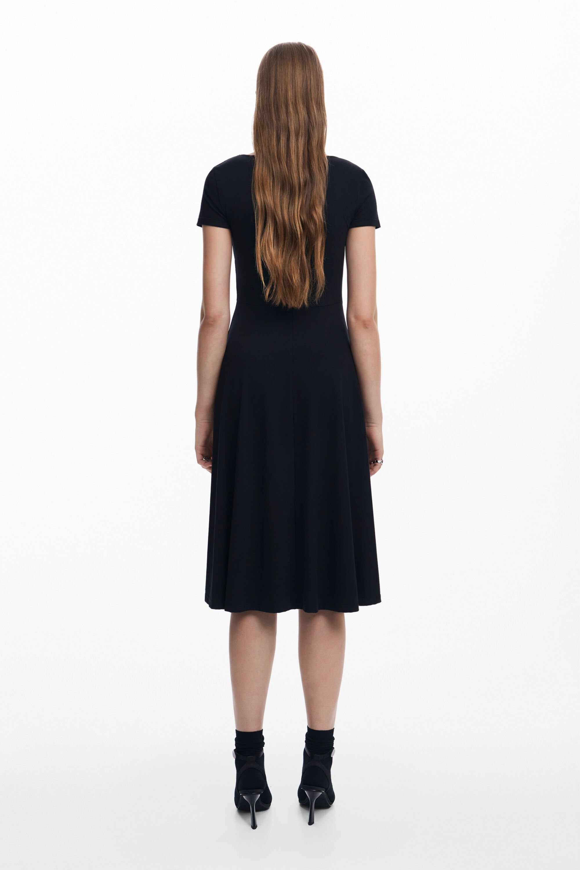 Desigual Low-cut Midi Dress In Black