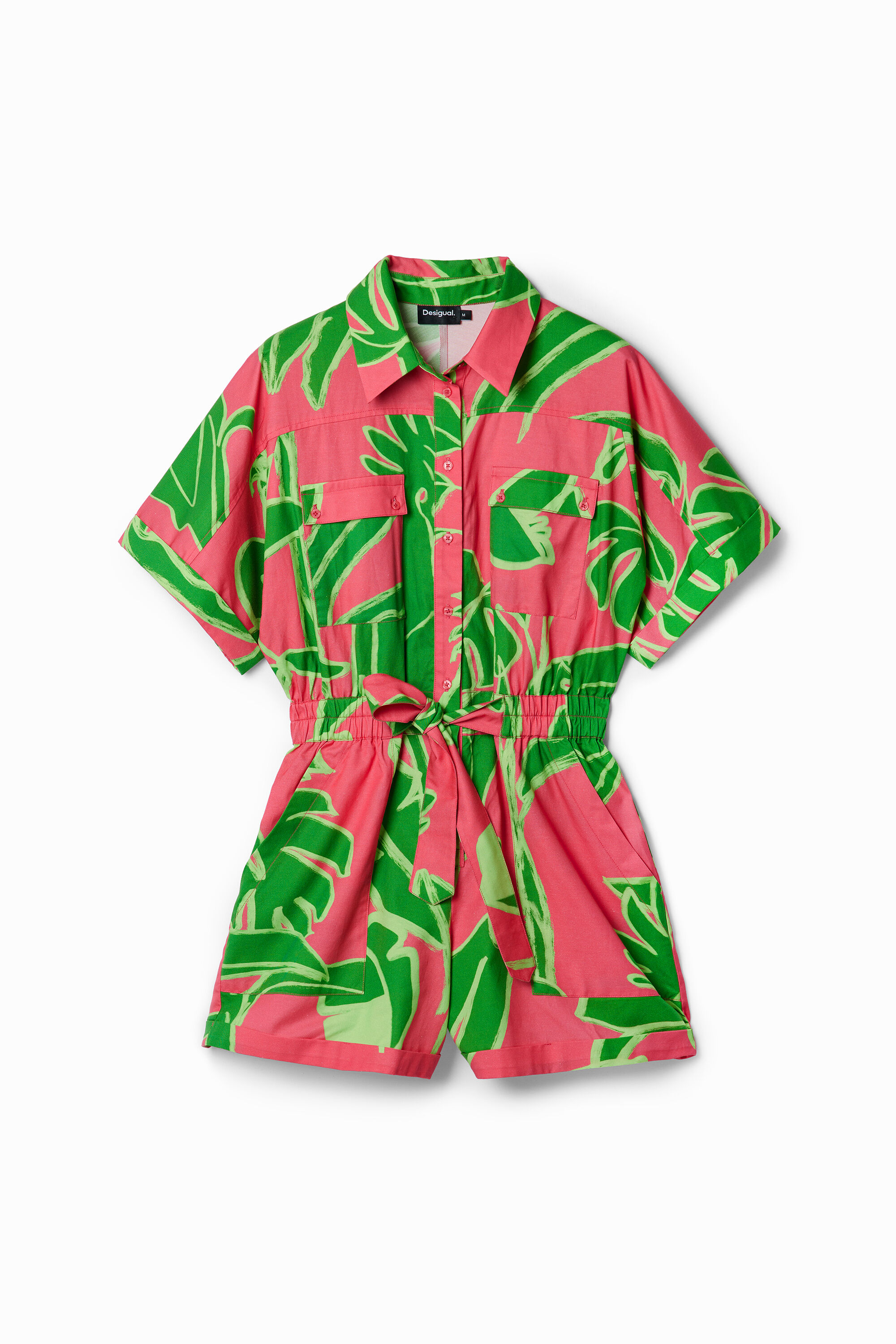 Desigual Tropical Playsuit In Red