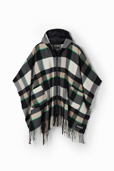 Plaid hooded poncho | Desigual