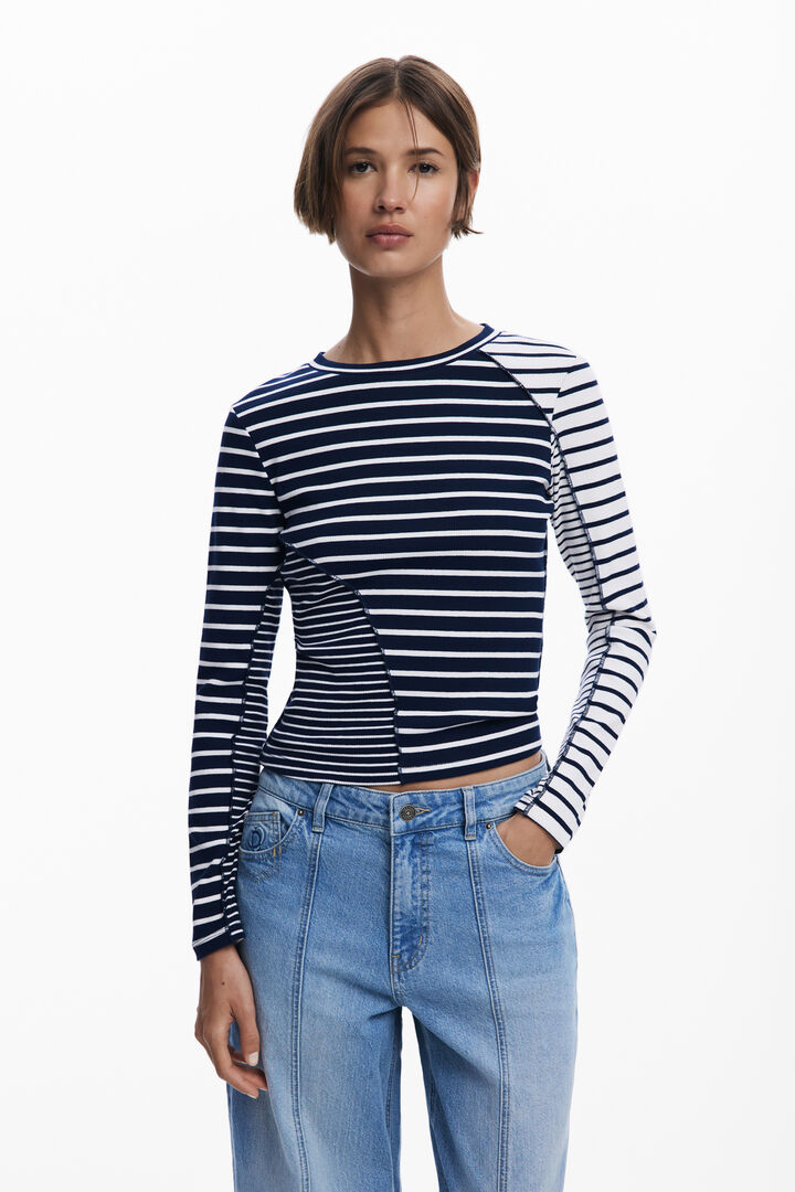 Combined striped T-shirt