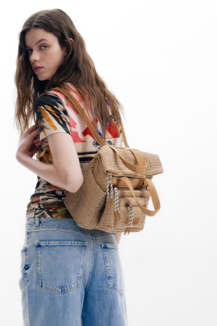 Mochila Voyager rafia mediana | Desigual