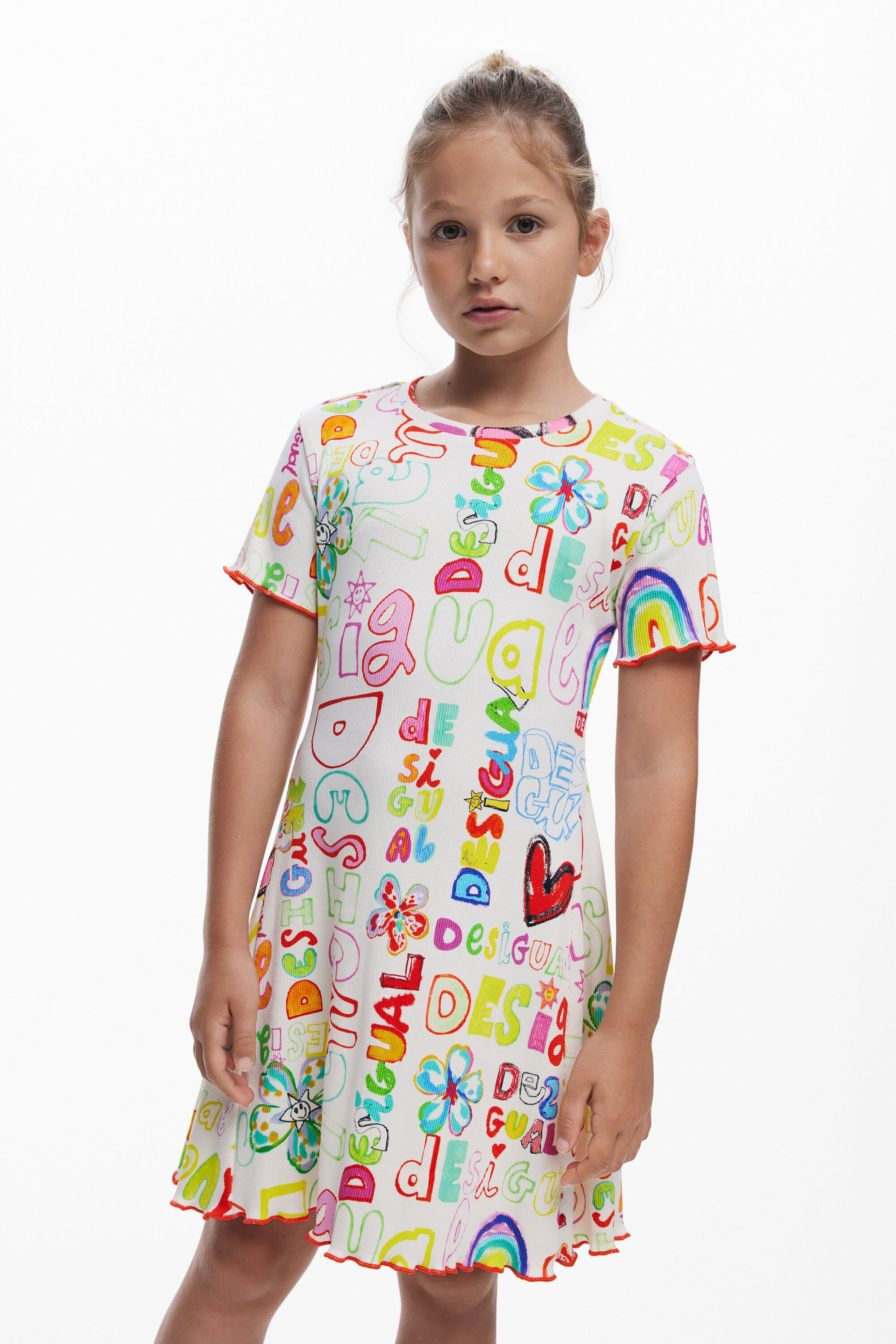 Desigual Kort jurkje met lettering - WHITE