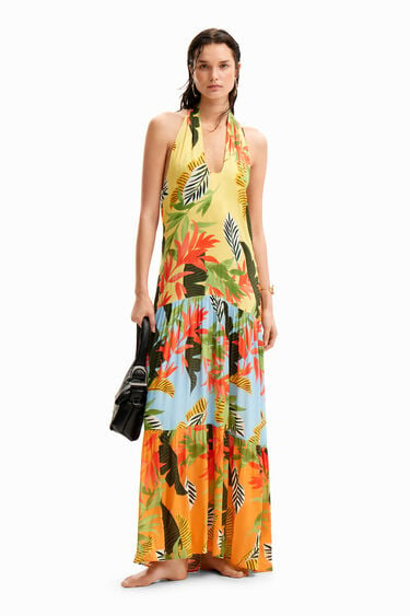 Tropische maxi-jurk halternek | Desigual