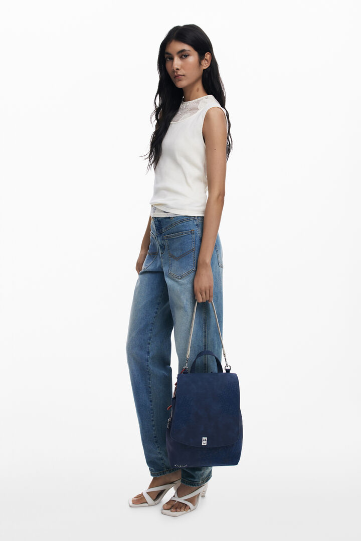 Small embossed flap backpack | Desigual