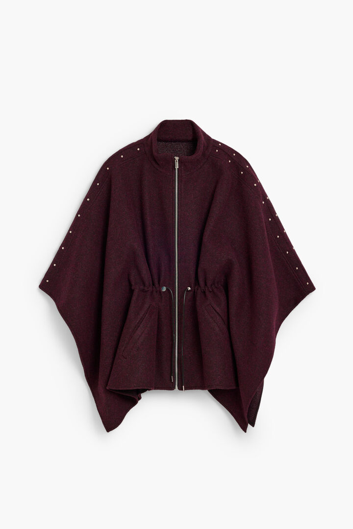 Poncho mit rei&szlig;verschluss und g&uuml;rtel