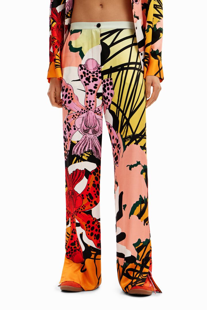 M. Christian Lacroix silk orchid trousers | Desigual