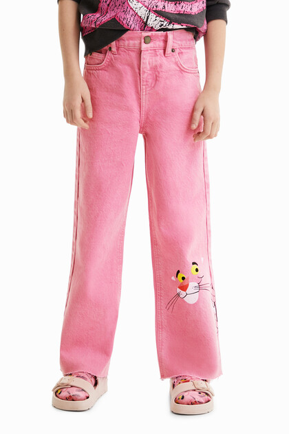 Spodnie dżinsowe flare z Różową Panterą
