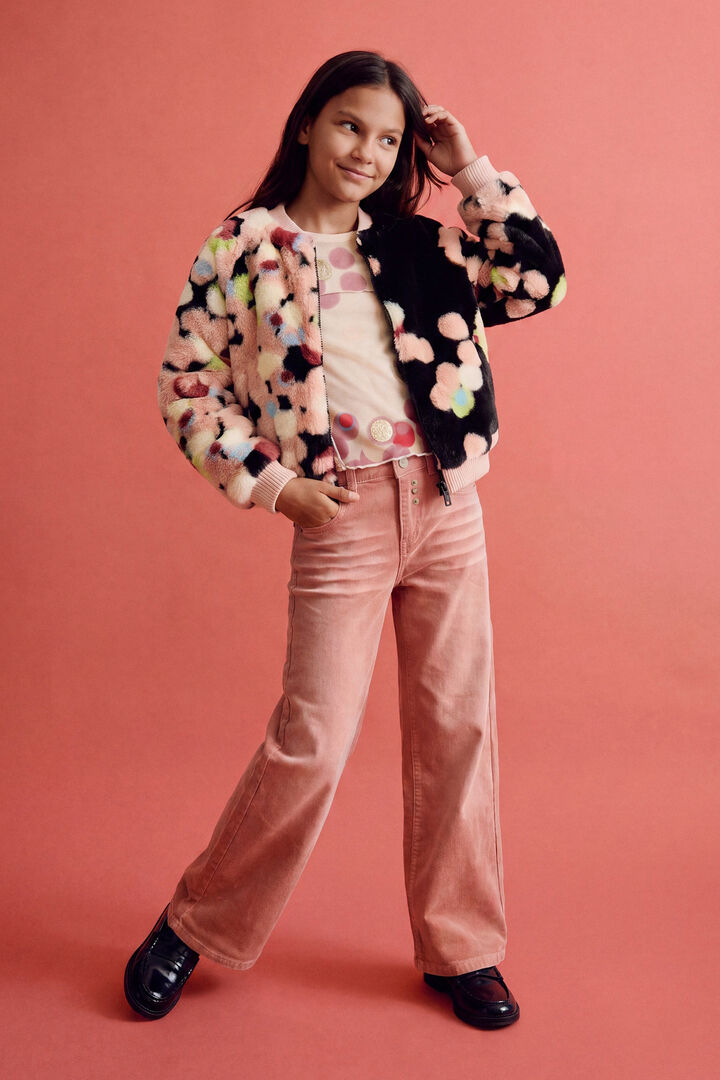 bomber jacket flowers girl