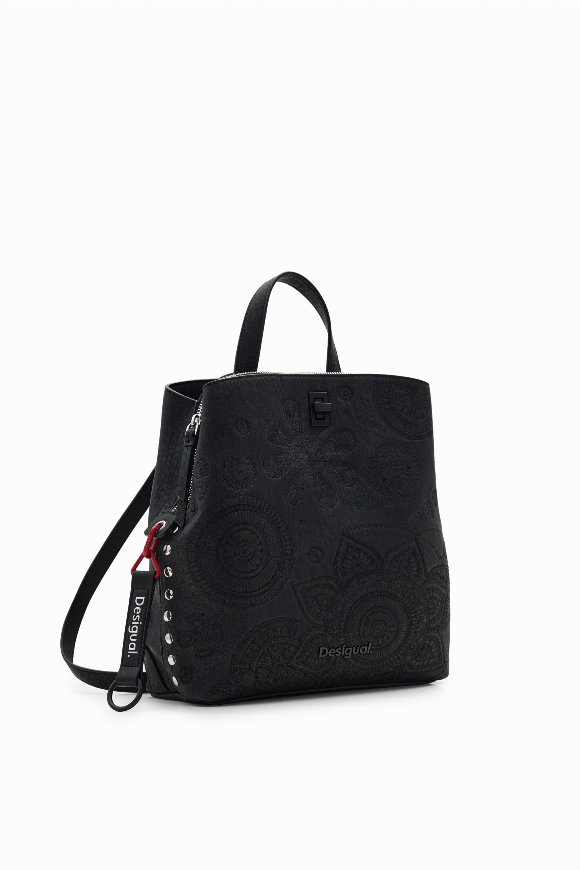 Desigual Small Embroidered Backpack In Black
