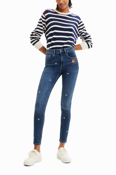 Push-up skinny jeans met bloemen | Desigual