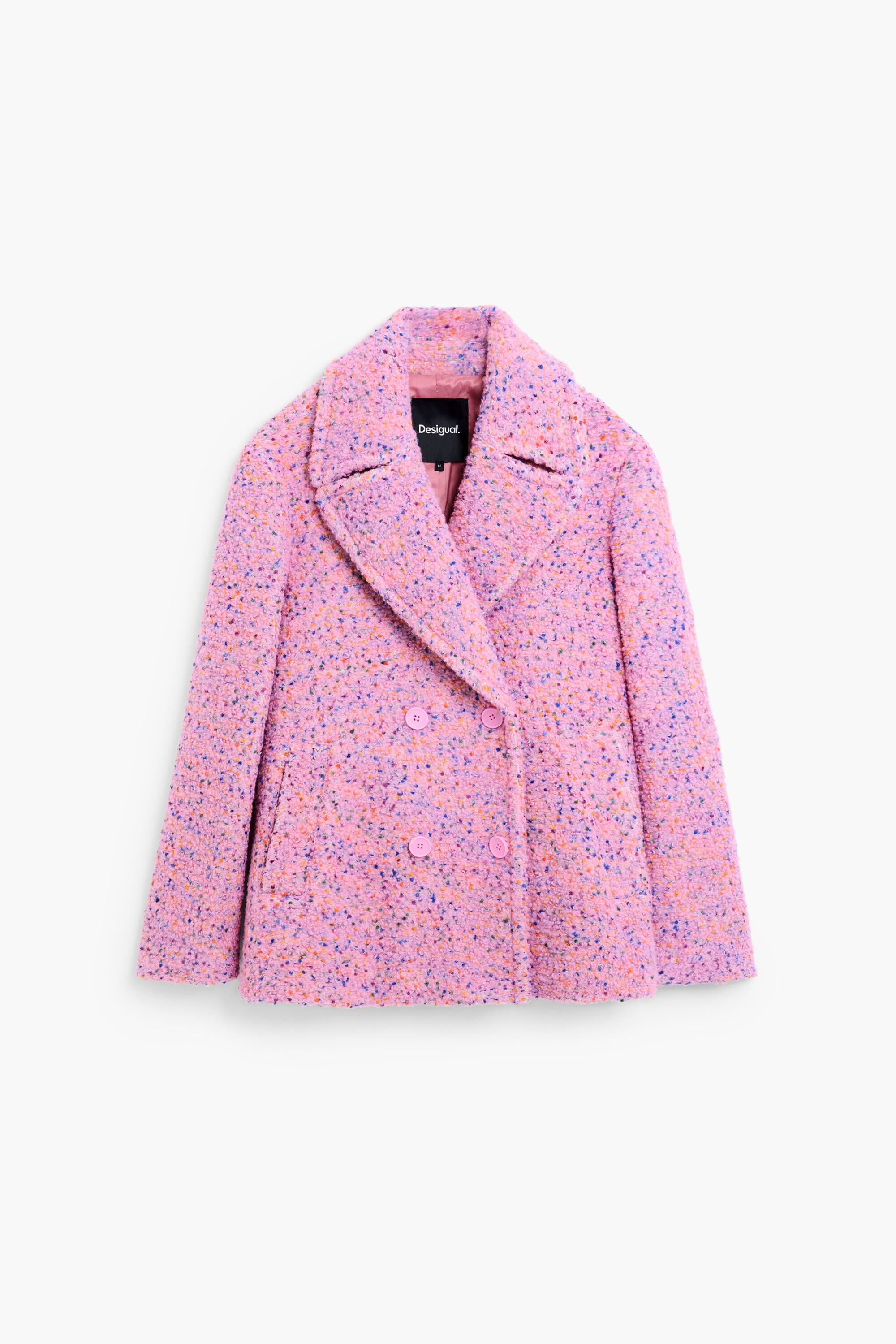 Short coat with wool pink Women's I Desigual.com