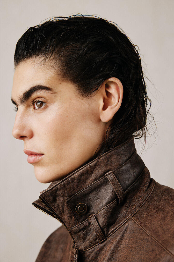 Veste en cuir avec zips studio | Desigual