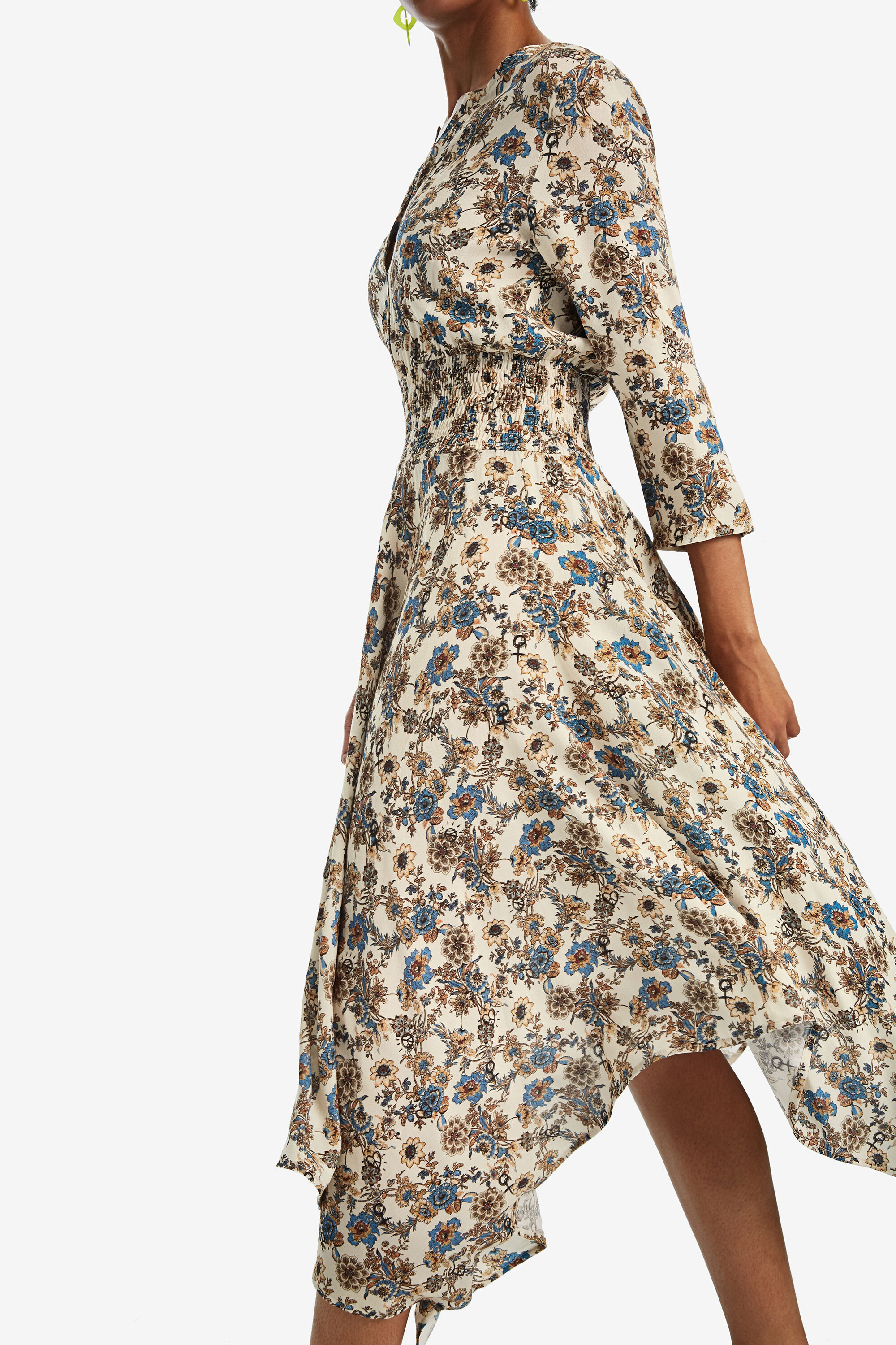 Boho dress with asymmetric hemline