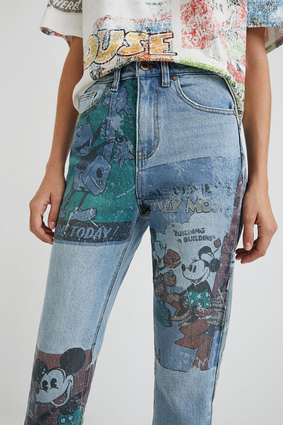 Pantalon en jean straight cropped Mickey Mouse | Desigual
