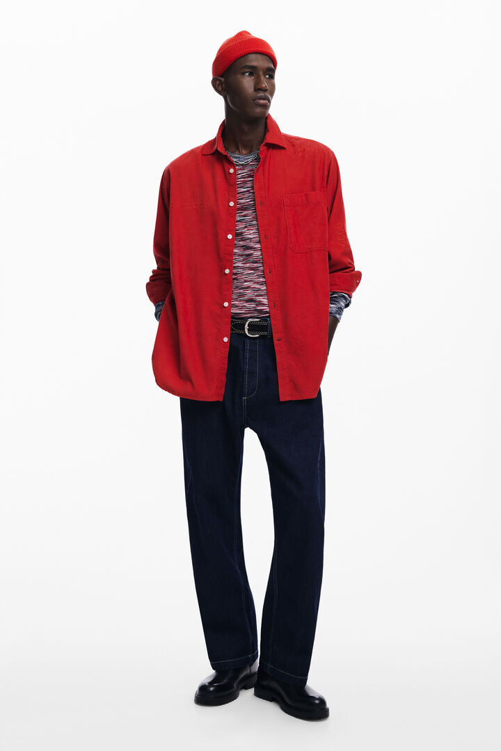 Red embroidered shirt | Desigual