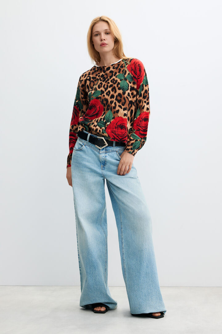 chunky knit animal print sweater