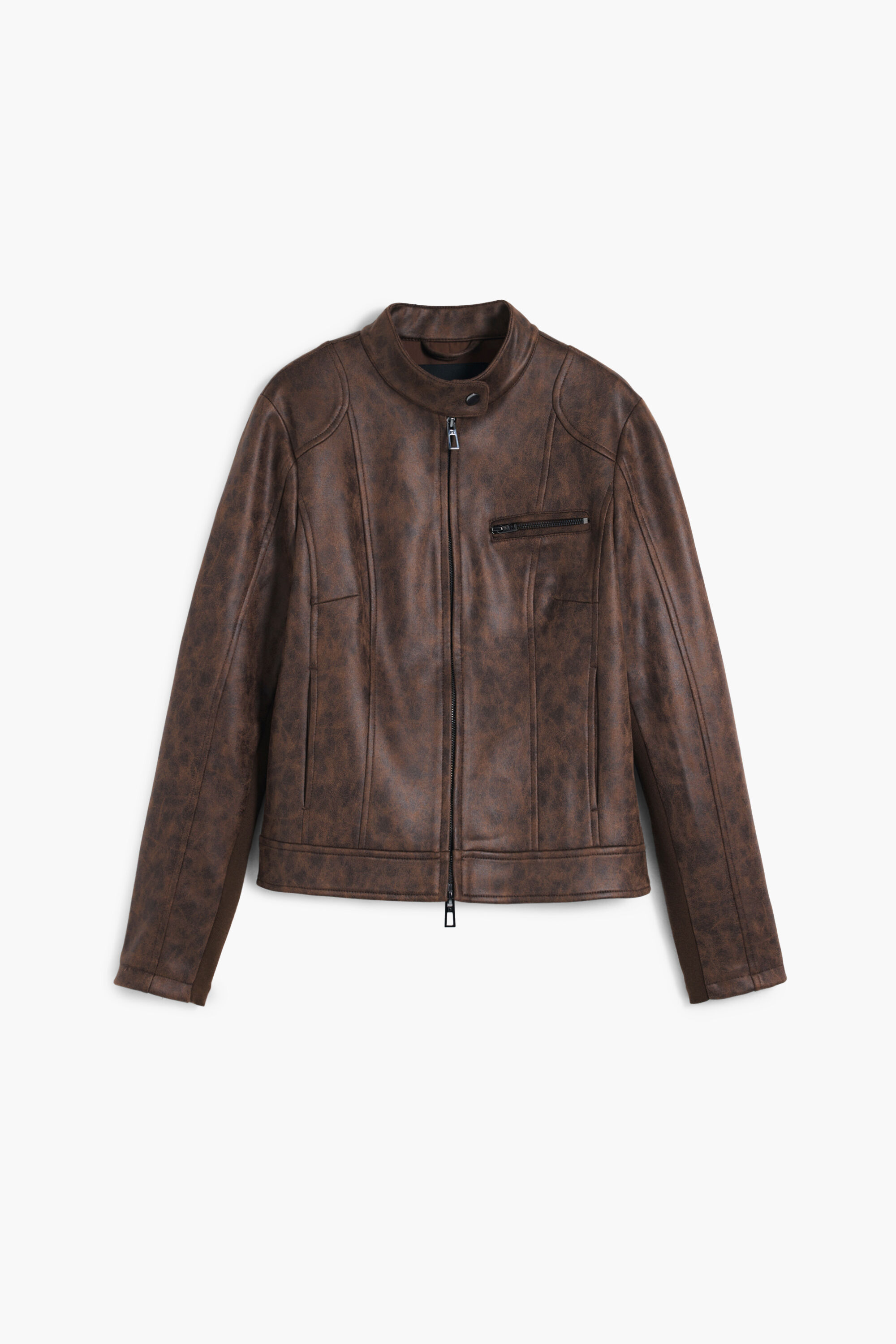 Desigual, Mao-kraag jack, Polyester, Bruin, S