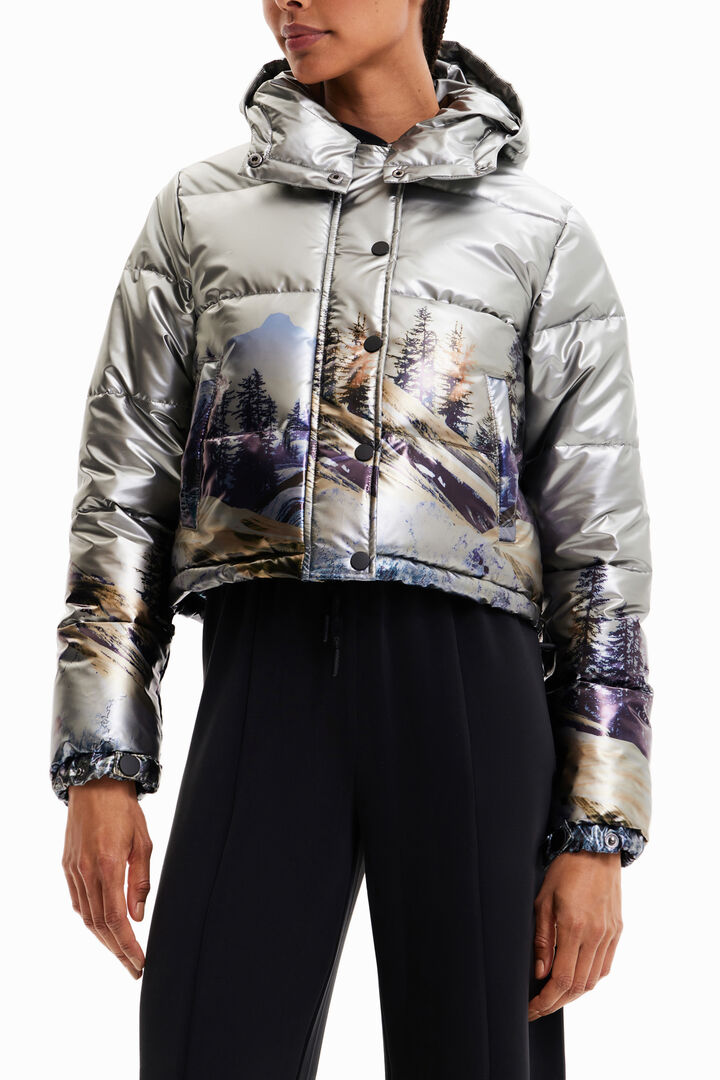 Chaqueta corta padded metalizada | Desigual