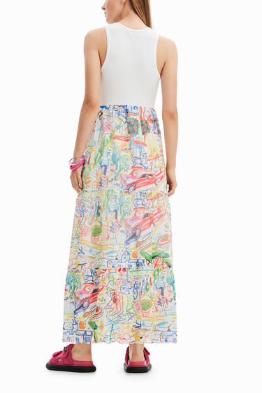 Vestido largo combinado tul | Desigual