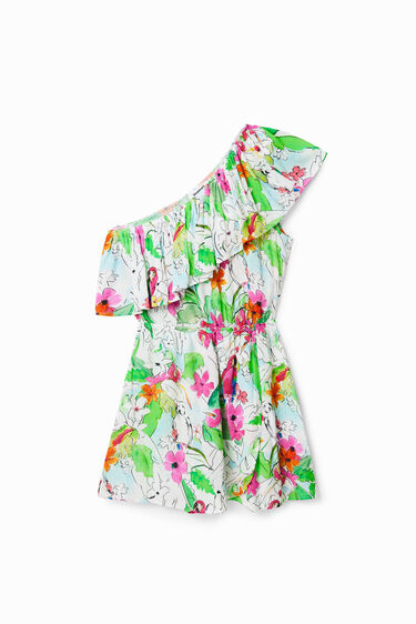 Vestit curt asimètric tropical | Desigual