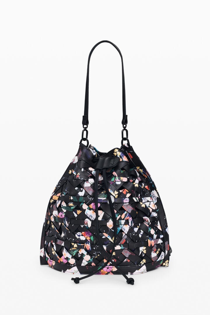 Mochila mediana trenzado flores