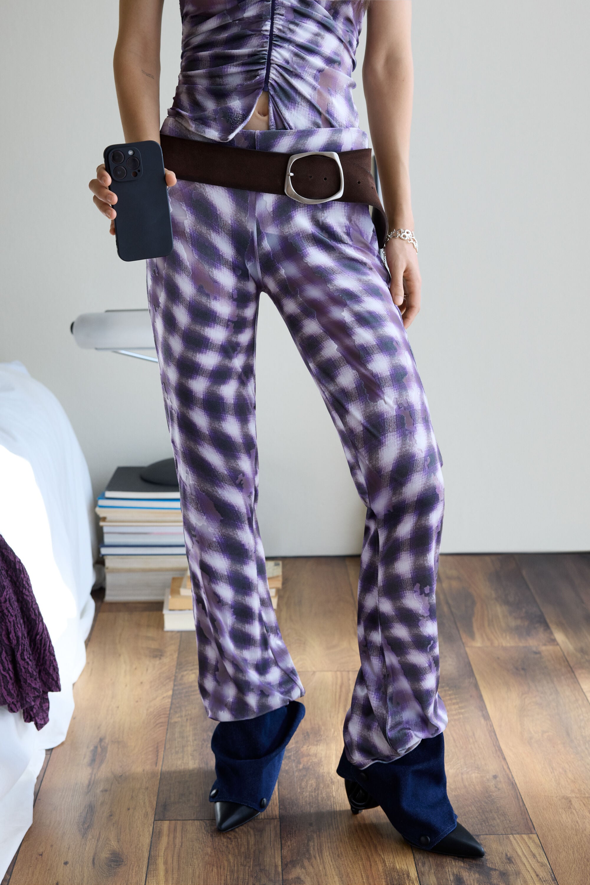 Pantalón flare vintage, Azul,