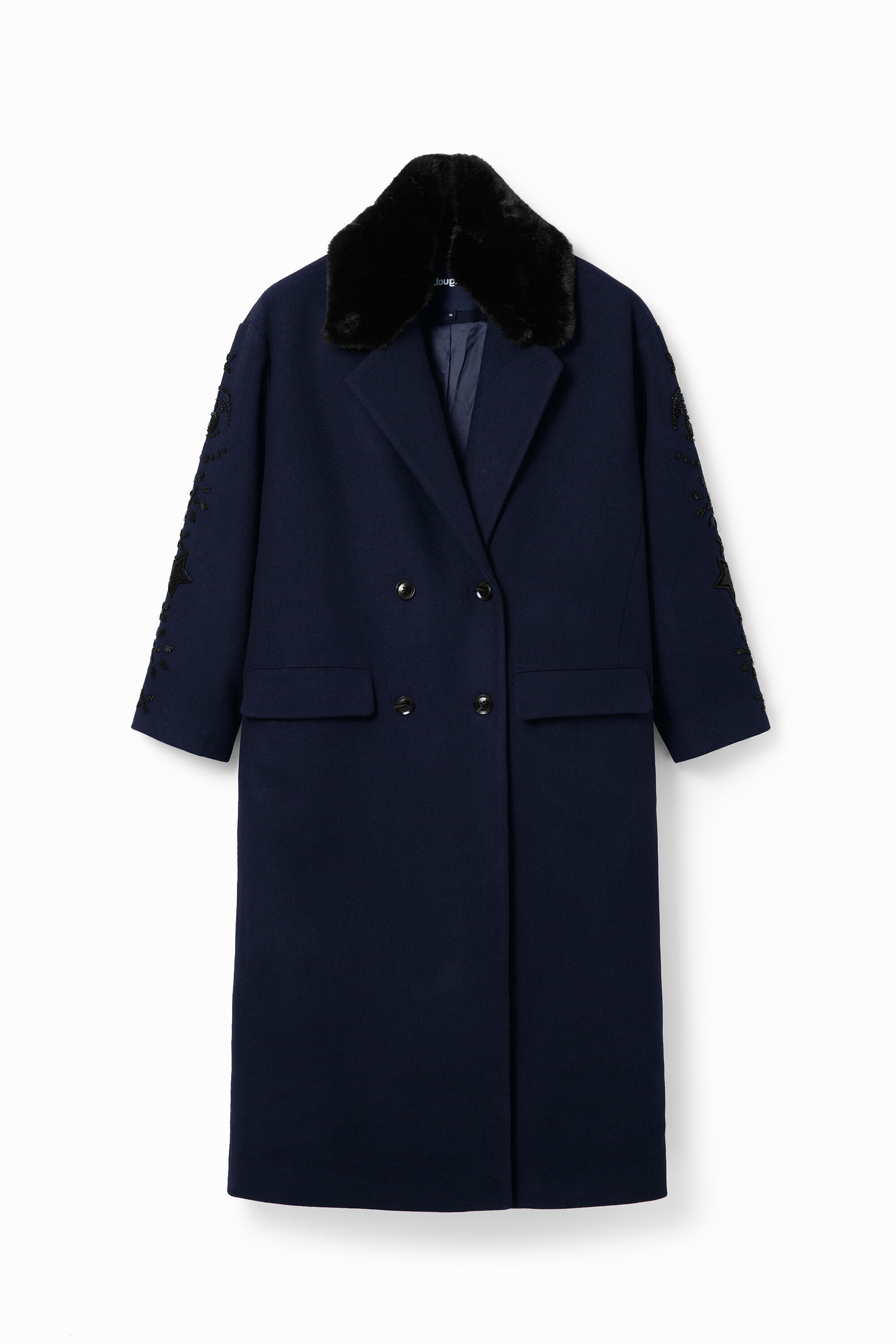 Long beaded double-breasted coat