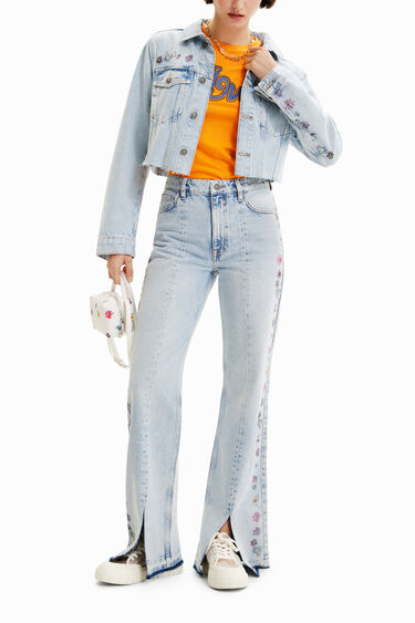 Short floral denim jacket | Desigual