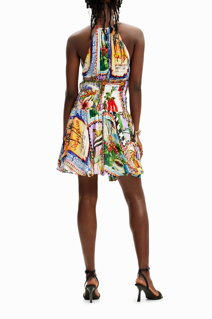 Krótka sukienka z pocztówkami arty Stella Jean | Desigual