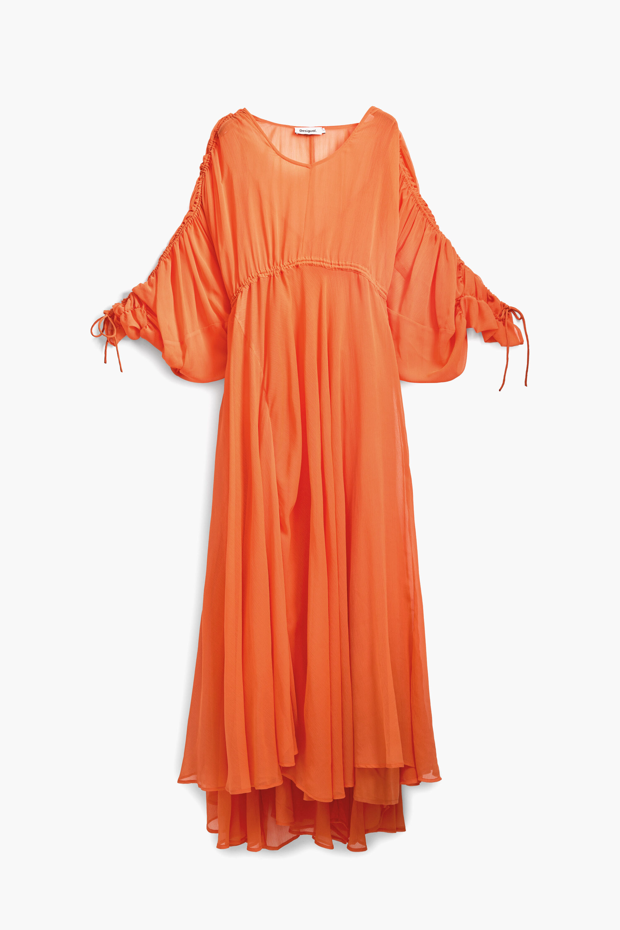 Desigual Donna Arancione Abito Lungo Vaporoso Extra Grande