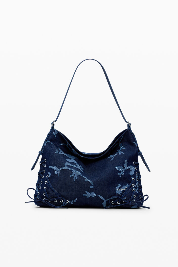 Borsa media in denim devoré