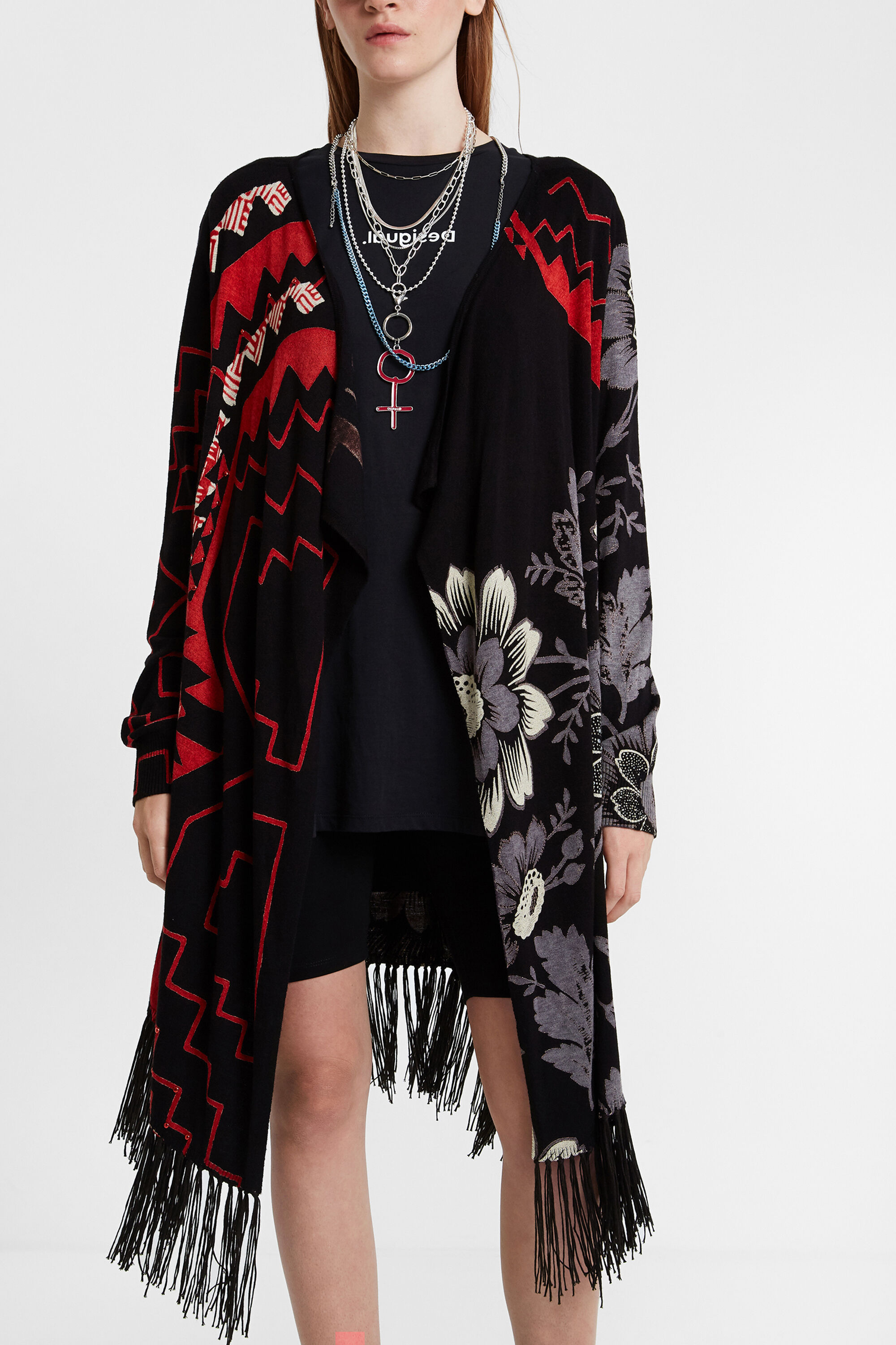 Fringe knit jacket deals