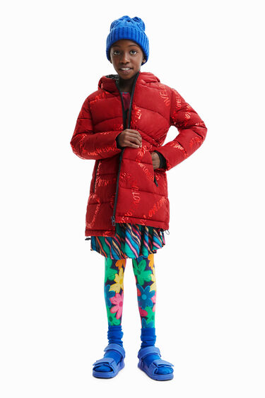 Long padded coat with text | Desigual