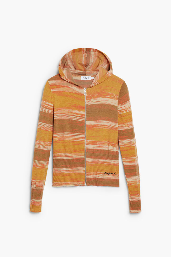 Jersey rayas cremallera capucha | Desigual
