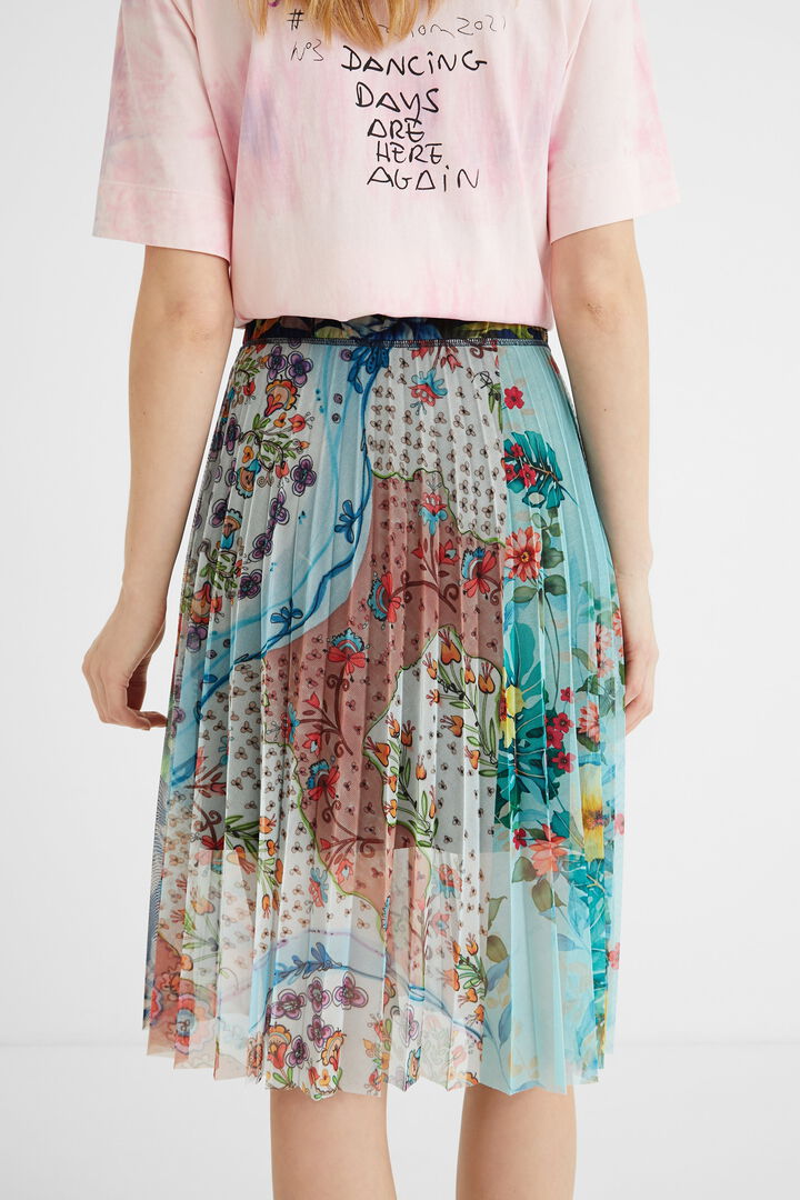 Falda midi plisada floreada | Desigual