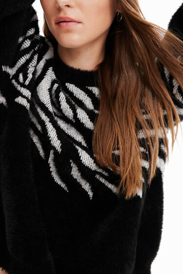 Zebra fur-effect pullover | Desigual