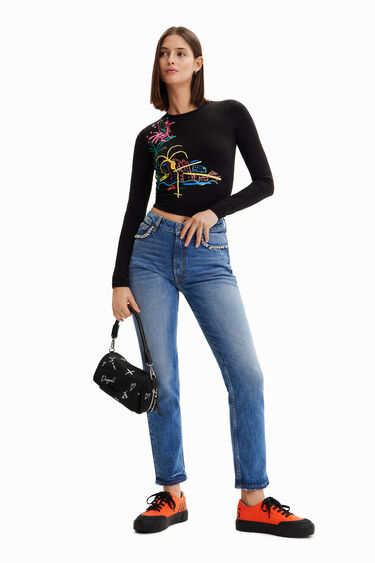 Sac à bandoulière moyen broderies | Desigual