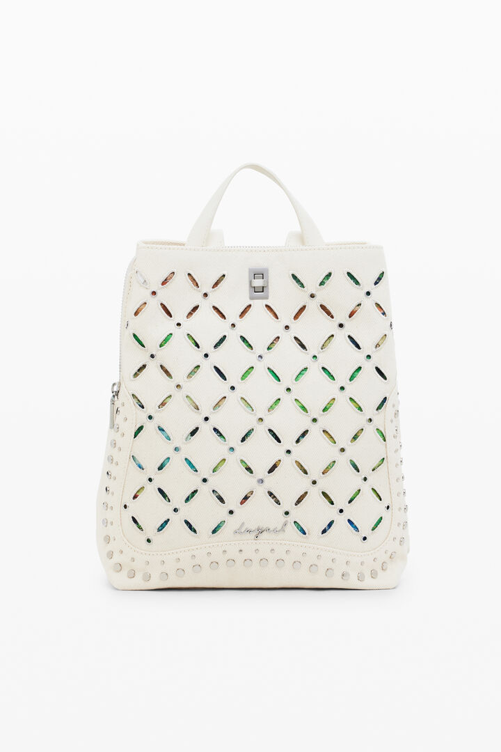 Medium backpack with perforations and studs
