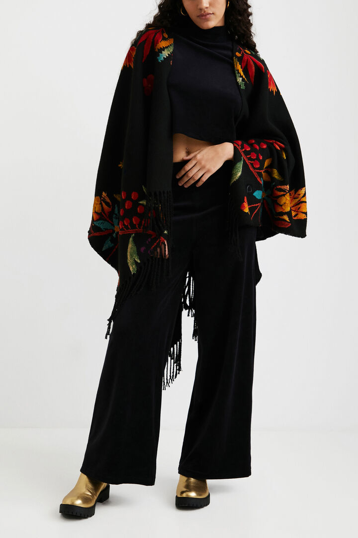 Floral poncho fringe | Desigual